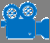 A blue camera with a black background

Description automatically generated