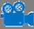 A blue camera with a black background

Description automatically generated