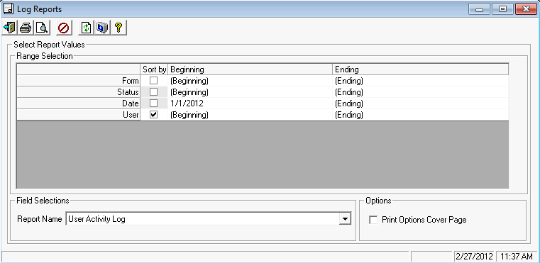 Vans > Modules > System > Reports > Log Reports
